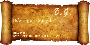 Bürger Gergő névjegykártya