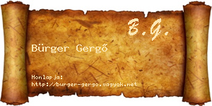 Bürger Gergő névjegykártya